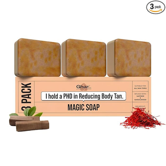 Ghar Soaps Sandalwood & Saffron Magic Soaps For Bath (300 Gms Pack Of 3) |