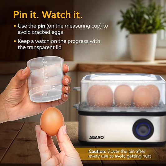 Grand Egg Boiler And Poacher, 2-in1 Boils 8 Eggs,