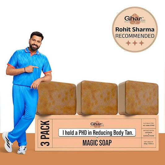 Ghar Soaps Sandalwood & Saffron Magic Soaps For Bath (300 Gms Pack Of 3)  |